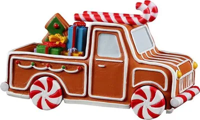 Produktbild von LEMAX Miniatur Lebkuchenwagen Weihnachtsfigur aus Kunstharz 10 x 6 x 4,6 cm