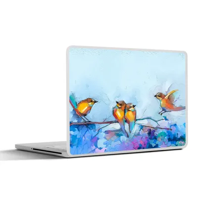 Produktbild von MuchoWow® Laptop Aufkleber Sticker Cover Gemälde - Ölfarbe - Vogel - Zweig 25x18 cm - Laptop-Deko