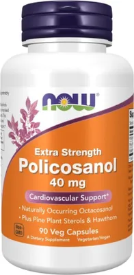 Produktbild von NOW Foods Policosanol extra stark 40 mg 90 Kapseln. 8789