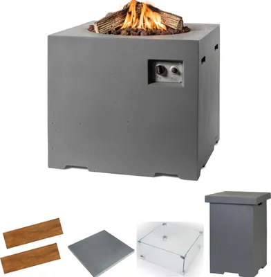 Produktbild von Happy Cocooning Mania Feuertisch Lounge&Dining Komplettset 19,5 kW quadratisch 76x76x67 cm Beton-Optik grau