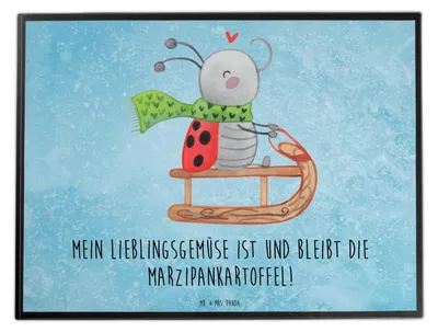 Produktbild von Mr. & Mrs. Panda schreibtischunterlage Smörle Rodeln - Eisblau - Geschenk, Unterlage Schreibtisch, Weihnachten, Schlittenfahren, bastelunterlage, schreibtischunterlagen