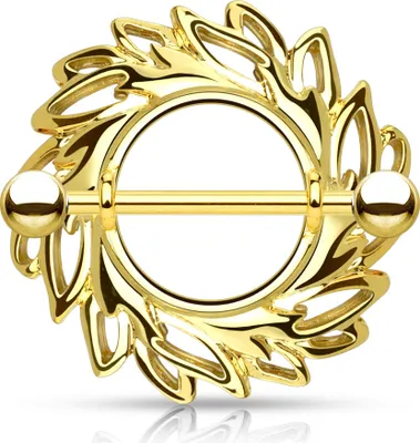 Produktbild von Brustwarzen Piercing 14 Karat vergoldet Nippelpiercing Brustpiercing Schild Autiga®
