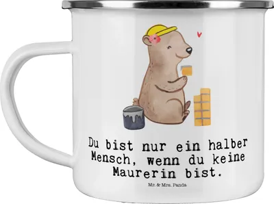 Produktbild von Mr. & Mrs. Panda Motivtasse Maurerin Herz - Weiß - Geschenk, Witzig, Haferl, Teetasse, Gesellenprüfung, Outdoor Tasse, Lustig, Handwerkerin, Pott, becher emaille, Spruch