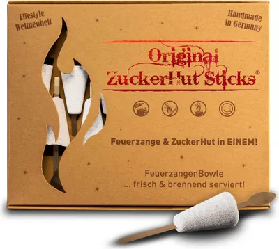 Produktbild von Feuerzangentasse Zuckerhutsticks | Zucker | 12 Stück | Für Feuerzangenbowle und Winter-Cocktails