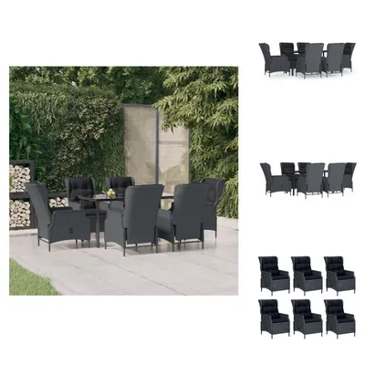 Produktbild von vidaXL 7-tlg. Garten-Essgruppe Dunkelgrau Poly Rattan -  Gartenmöbel-Sets