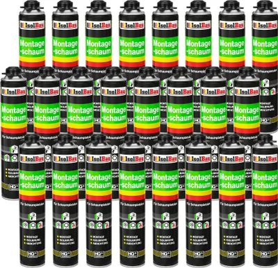 Produktbild von Isolbau - Bauschaum Montageschaum 24 x 750 ml PolyurethanSchaum 1K Pistolenschaum Zargenschaum - Isolierung Abdichtung für Innen und Außen