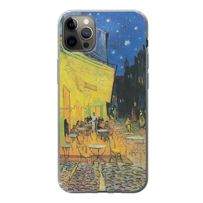 Produktbild von MuchoWow® Handyhülle Schutzhülle Hülle für iPhone 12 Pro Max Caféterrasse bei Nacht - Vincent van Gogh Silikon Softcase Handy Hülle - Hartschale