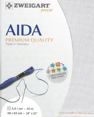 Produktbild von AIDA Zweigart precut 14 ct. Stern-Aida 3706 Farbe 7011 hellgrau, Zählstoff für Kreuzstich 48x53cm