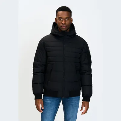 Image de Veste d'hiver matelassée Minoti à capuche, noire, taille L, pour garçon