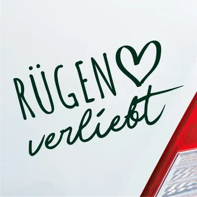 Produktbild von Auto Aufkleber Rügen verliebt Herz Insel Ostsee Liebe Car 19x10 cm Dunkelgrün Sticker Heckscheibenaufkleber