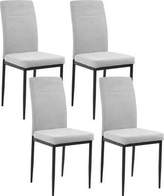 Produktbild von BELIANI Esszimmerstühle 4er Set Grau Stoff Gepolstert mit Schwarzen Beinen Ohne Armlehnen Modern Polsterstühle Küchenstühle Esszimmer Küche
