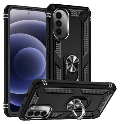 Image de Etui pour Motorola Moto G52 étui de protection militaire double couche avec support d'anneau et support noir