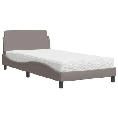 Zdjęcie produktu dla Maison Exclusive – łóżko z materacem „Dover” w kolorze taupe, 100 x 200 cm, materiałowe