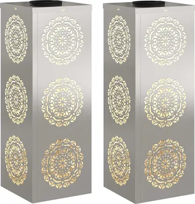 Image de Lumière de chemin LED solaire 2 pcs Argenté Acier inoxydable