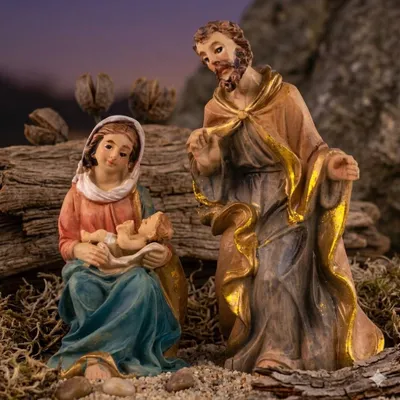 Immagine prodotto di Figure d'atmosfera per il presepe Sacra Famiglia 2 pezzi, circa 8 cm, K 9635