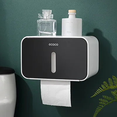 Obrázek produktu pro Vodotěsný papírový ručník Box Wall Non-Punching Kreativní jednoduchý design Domácí koupelnové doplňky Položka Umístění Rack Barva černá