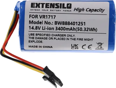 Produktbild von EXTENSILO Akku kompatibel mit Blaupunkt BPK-VCBB1XPW+, BlueBot XSmart BPK-VCBB1XVB, BlueBot XSmart BPK-VCBB1XTE Staubsauger (3400 mAh, 14,8 V, Li-Ion)