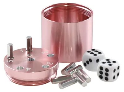 Immagine prodotto di BestSaller 3006 SUPER SIX, gioco di dadi in alluminio, edizione speciale, 36 bastoncini da gioco e 2 dadi, color oro rosa
