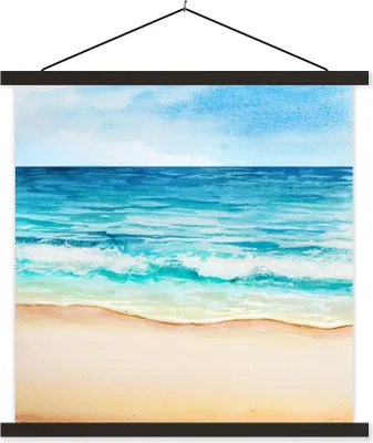 Produktbild von MuchoWow® Textilposter Strand - Meer - Golf 60x60 cm mit schwarzem Rahmen - Posteraufhänger
