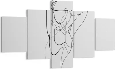 Produktbild von Bild auf Leinwand - Leinwandbild - 5 Teile - Frau Bleistift Linie - 125x70cm - Wand Bild - Wanddeko - Wandbilder - Leinwanddruck - Bilder - Wanddekoration - Leinwand bilder - Wandbild - EA125x70-4991
