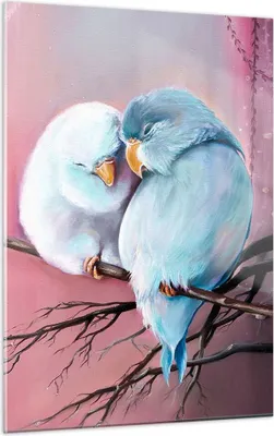Produktbild von Bilder auf glas - Einteilig - Vögel Blau Zweig - 50x70cm - Glasbilder - Wandbilder - Bilder - zum Aufhängen bereit - Wanddekoration aus Glas - Glas Bilder - Wandbild auf Glas - GPA50x70-5026