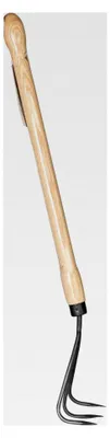 Produktbild von Krumpholz Grubber mit 3 Zinken, geschmiedet, Eschenknopfstiel, 63 x 9 cm