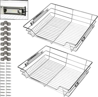 Produktbild von 2x Küchenschublade 60cm Teleskopschublade 25kg belastbar Korbauszug