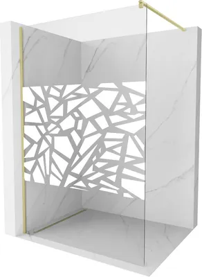 Obrázek produktu pro Mexen Kioto Walk-in sprchová zástěna 110 x 200 cm, bílé sklo 8 mm, zlaté kartáčované - 800-110-101-55-85