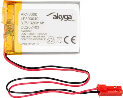 Produktbild von Li-Po Akku LP303040 Akyga AKY0300 3.7V / 320mAh PCM JST 2-Pin Stecker 150mm