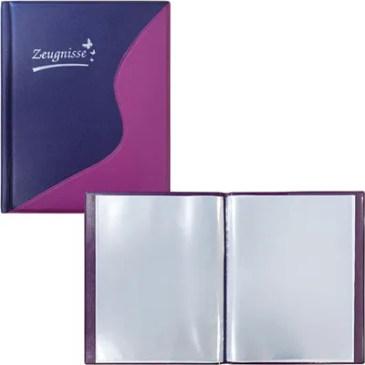 Produktbild von Idena Zeugnismappe DIN A4, 12 Hüllen violett/blau