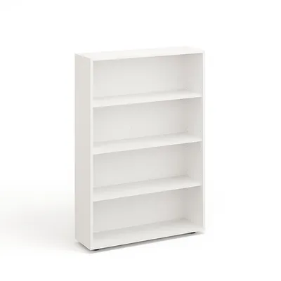 Produktbild von KOMTO Bücherregal 80 cm breit, weiß, Bücherregal mit 4 Ebenen und höhenverstellbaren Böden, Standregal, Lagerregal, Bücherregal Lumo 80 x 120 x 24 cm