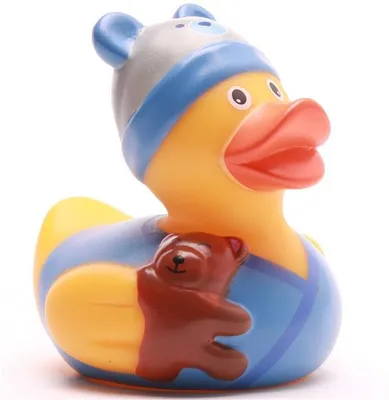 Produktbild von Badeente Baby Junge blau Vinyl 8,5 cm
