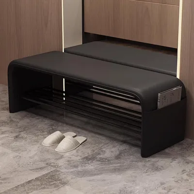 Image de Banc de rangement pour chaussures avec assise, 120 cm, noir