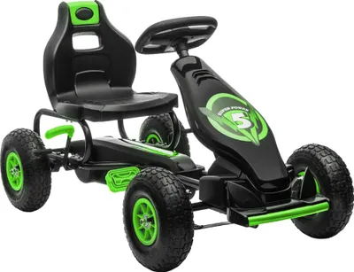 Obrázek produktu pro Dětská šlapací motokára, nastavitelné sedadlo, čtyři kola, robustní kovová konstrukce, zelená barva