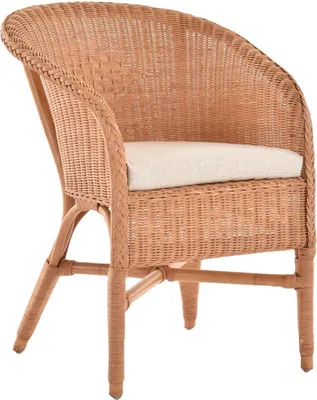 Produktbild von KRINES HOME Klassischer Rattan Club-Sessel inkl. Polster Beige Rattansessel Flechtsessel (Terracotta)