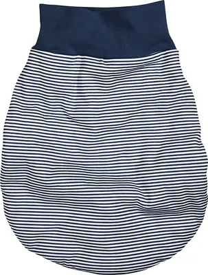 Produktbild von Schnizler Unisex Baby Schlafsack Strampelsack Ringel Interlock mit elastischem Umschlagbund, One Size, Standard 100 Weiß/Marine