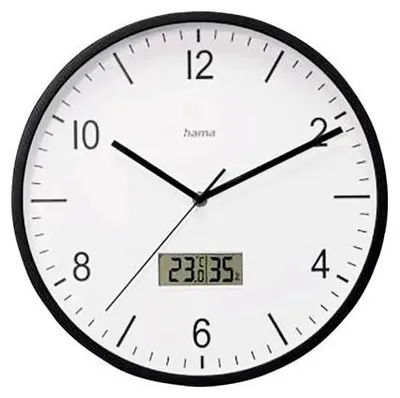 Produktbild von Hama Lanzarote, Wand, Funkgesteuerte Uhr, Kreis, Schwarz, Kunststoff, Glas