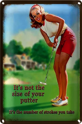 Produktbild von Blechschild Pinup 40x30cm Golf it´s not size of your putter