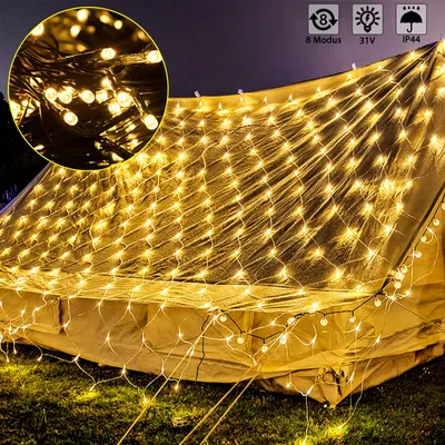 Obrázok produktu pre XINZI LED sieťové svetlá 6x2m - rozprávkové svetlá, 8 svetelných režimov teplá biela, IP44, vianočné osvetlenie dekorácie pre interiér, záhradu, svadbu, párty, Halloween