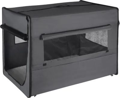 Immagine prodotto di Happyment box da trasporto per cani Jari - Box pieghevole da viaggio e da trasporto - Grigio - 77x49x56cm - Tessuto -  - Per cani