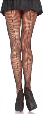 Produktbild von Netzstrumpfhose Damen – Schwarze Fishnet Strumpfhose mit Naht – Plus Size – Für Gothic & Kostüm Fans – Halloween Karneval Cosplay