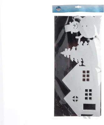 Produktbild von Fensterbild  Haus Baum Weihnachten Weiß Fensterdeko 1 m