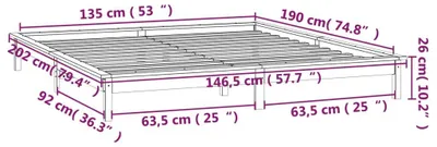 Image de vidaXL Lit en bois massif avec LEDs 135x190 cm
