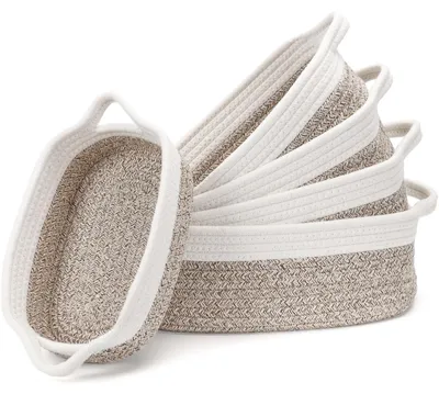 Image de Panier de rangement (blanc et beige) pour enfants