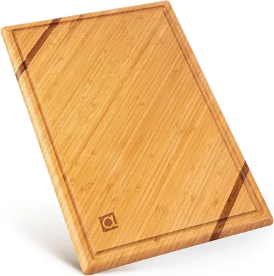 Produktbild von Wellspring Bambus Schneidebrett mit Saftrille 45x30cm - Holz Küchenbrett