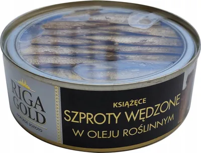 Produktbild von Geräucherte Sprotte in Öl transparenter Deckel Riga Gold 240g
