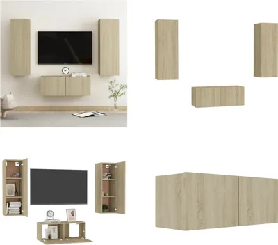 Obrázok produktu pre vidaXL 3 ks TV skrinka Sonoma dub na báze dreva - TV skrinka - TV skrinky - HiFi skrinka - HiFi skrinky