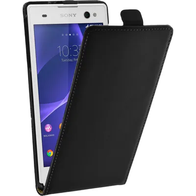 Produktbild von PhoneNatic Kunst-Lederhülle kompatibel mit Sony Xperia C3 - Flip-Case schwarz + 2 Schutzfolien