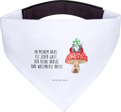 Produktbild von Mr. & Mrs. Panda Hundehalstuch Marienkäfer Fliegenpilz - Weiß - Geschenk, Zuhause, Haus, Hund Halstuch, Tuch, Wohnung, Hunde-Halstuch, Lustige Sprüche, Fleigenpilzhaus