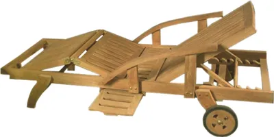 Produktbild von Multifunktionale Premium Teak Gartenliege mit Rollen Seitentisch Teakliege 200cm